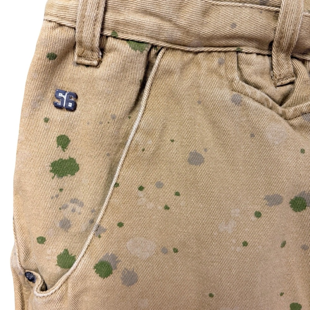 Parish Nation Mens Tan Paint Splatter Denim Pants Tapered Streetwear Size 36x31 - Picture 3 of 12